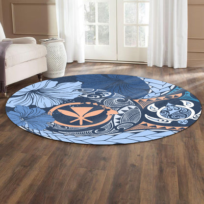 Hawaii Round Rug Kanaka Maoli Tribal Pattern