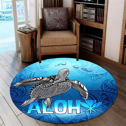 Hawaii Round Rug Aloha Turtle Ocean Style