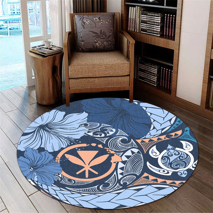 Hawaii Round Rug Kanaka Maoli Tribal Pattern