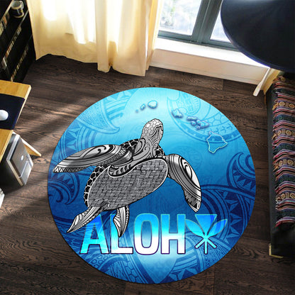 Hawaii Round Rug Aloha Turtle Ocean Style