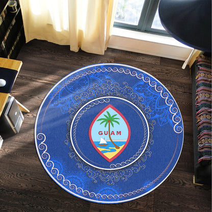 Guam Round Rugs Coat Of Arms Mandala