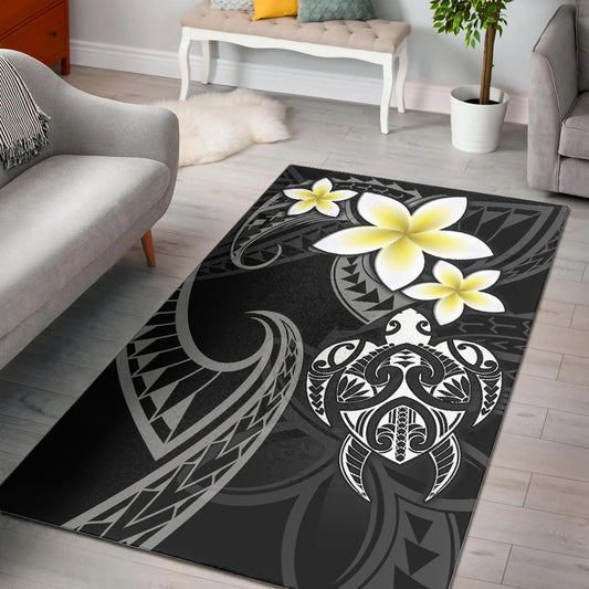 Hawaii Area Rug Hawaiian Turtle Honu Plumeria Tribal Tattoo