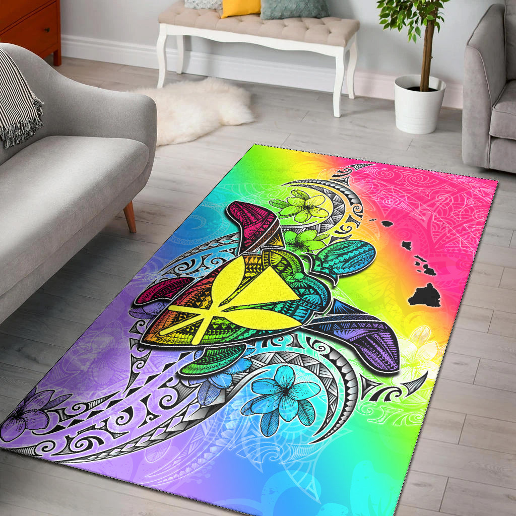 Hawaii Area Rug Hawaii Map And Turtle Tribal Patterns