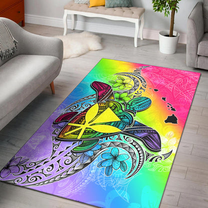 Hawaii Area Rug Hawaii Map And Turtle Tribal Patterns