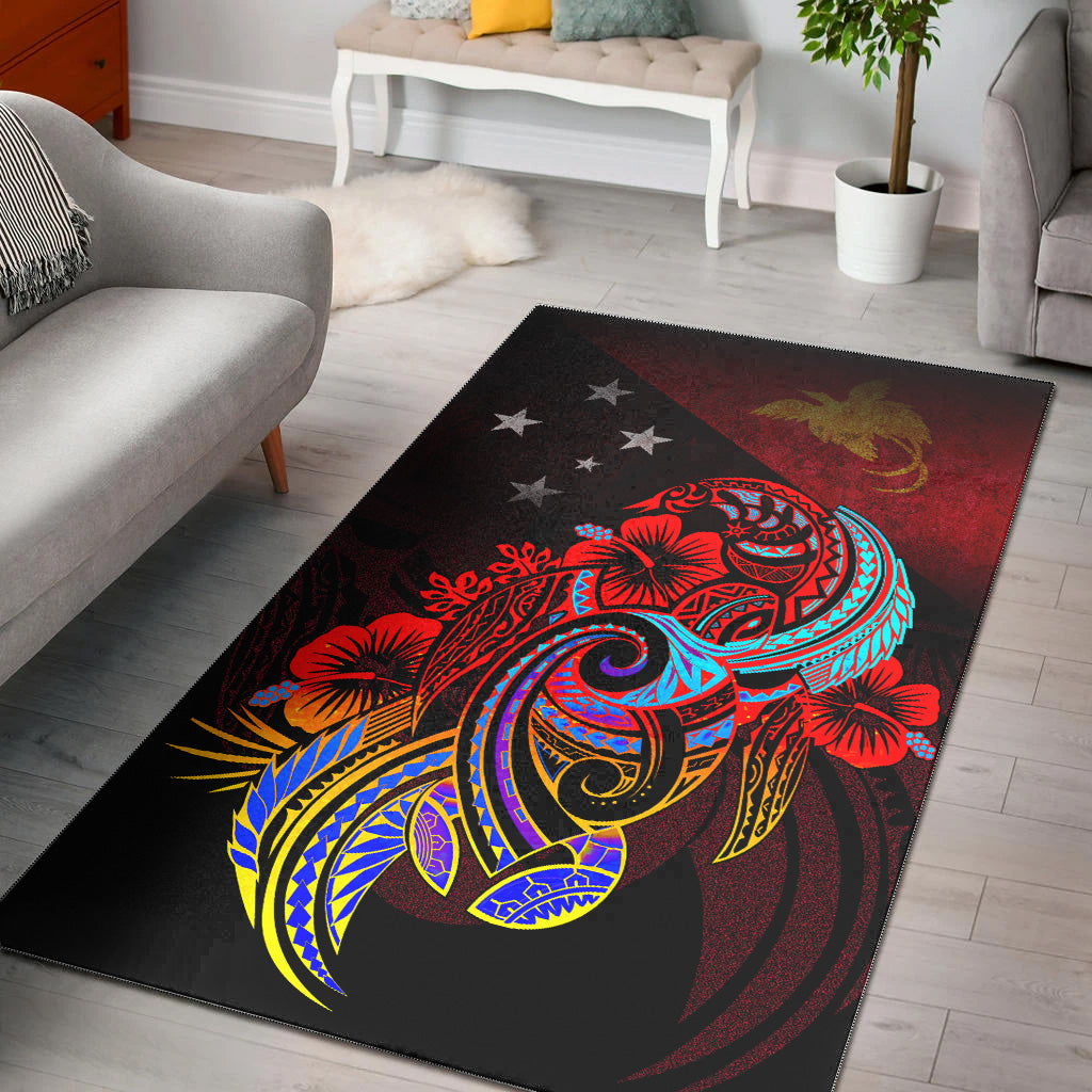 Papua New Guinea Area Rug Birds Of Paradise With Flag Color Style