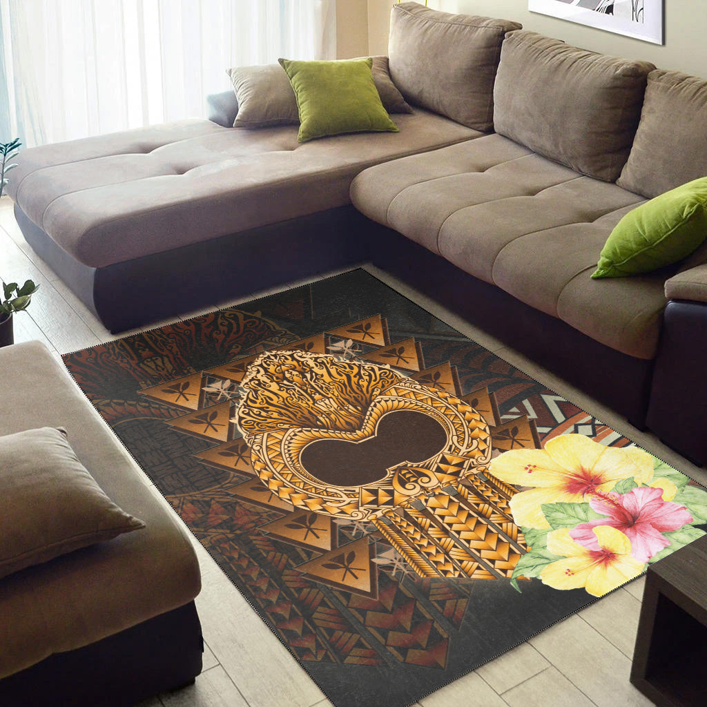 Hawaii Area Rug Ikaika Hawaiian With Hibiscus Flowers Retro Style