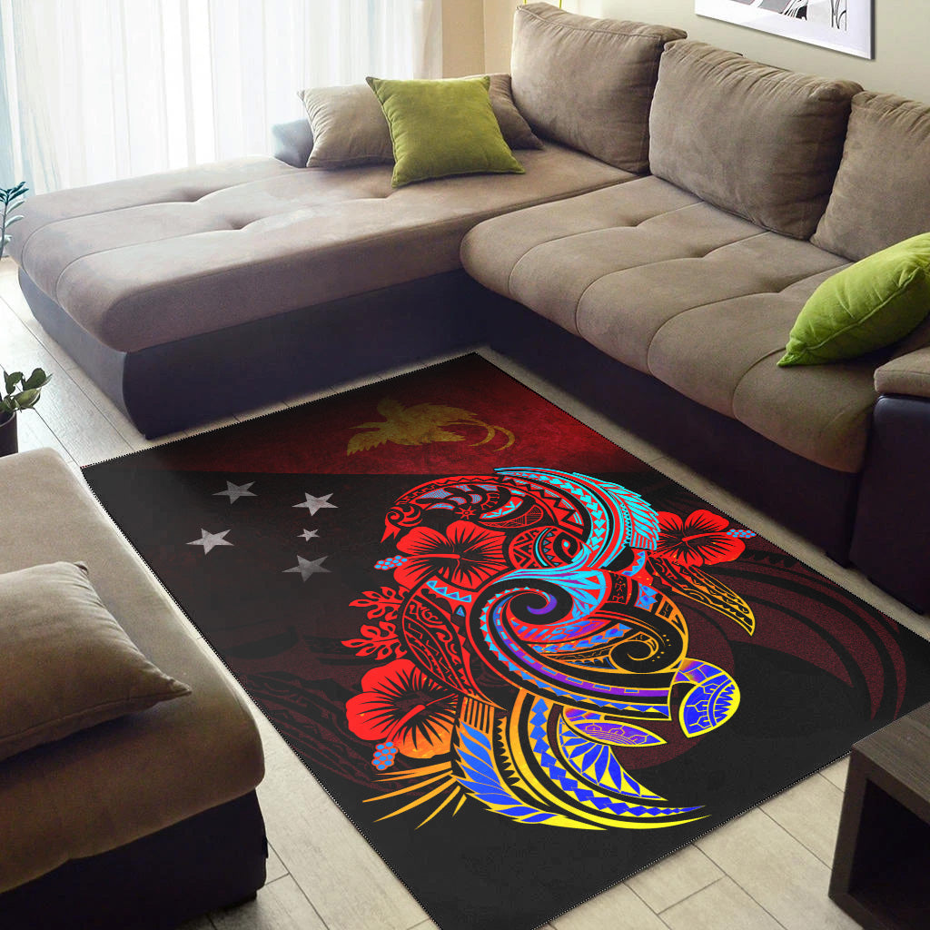 Papua New Guinea Area Rug Birds Of Paradise With Flag Color Style