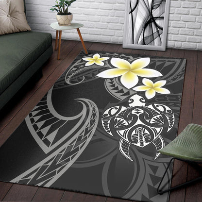 Hawaii Area Rug Hawaiian Turtle Honu Plumeria Tribal Tattoo