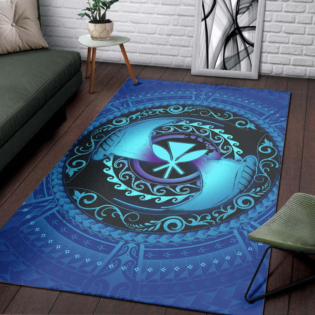 Hawaii Area Rug Manta Ray Couple Polynesian Ocean Style
