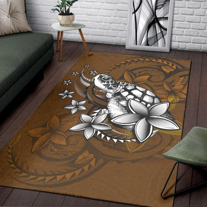 Hawaii Area Rug Sea Turtle With Plumeria Polynesian Patterns Retro Style