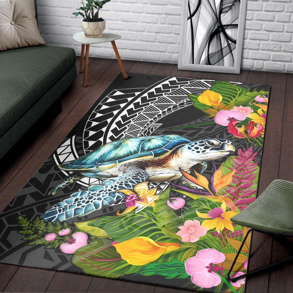 Hawaii Area Rug Turtle Ocean Spiral Polynesian Patterns