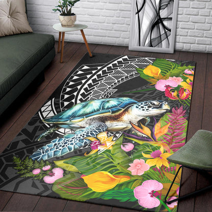 Hawaii Area Rug Turtle Ocean Spiral Polynesian Patterns