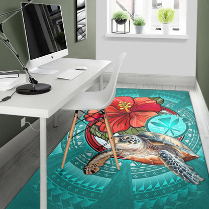 Hawaii Area Rug Hawaiian Map Turtle Hibiscus Flowers Polynesian Patterns Style