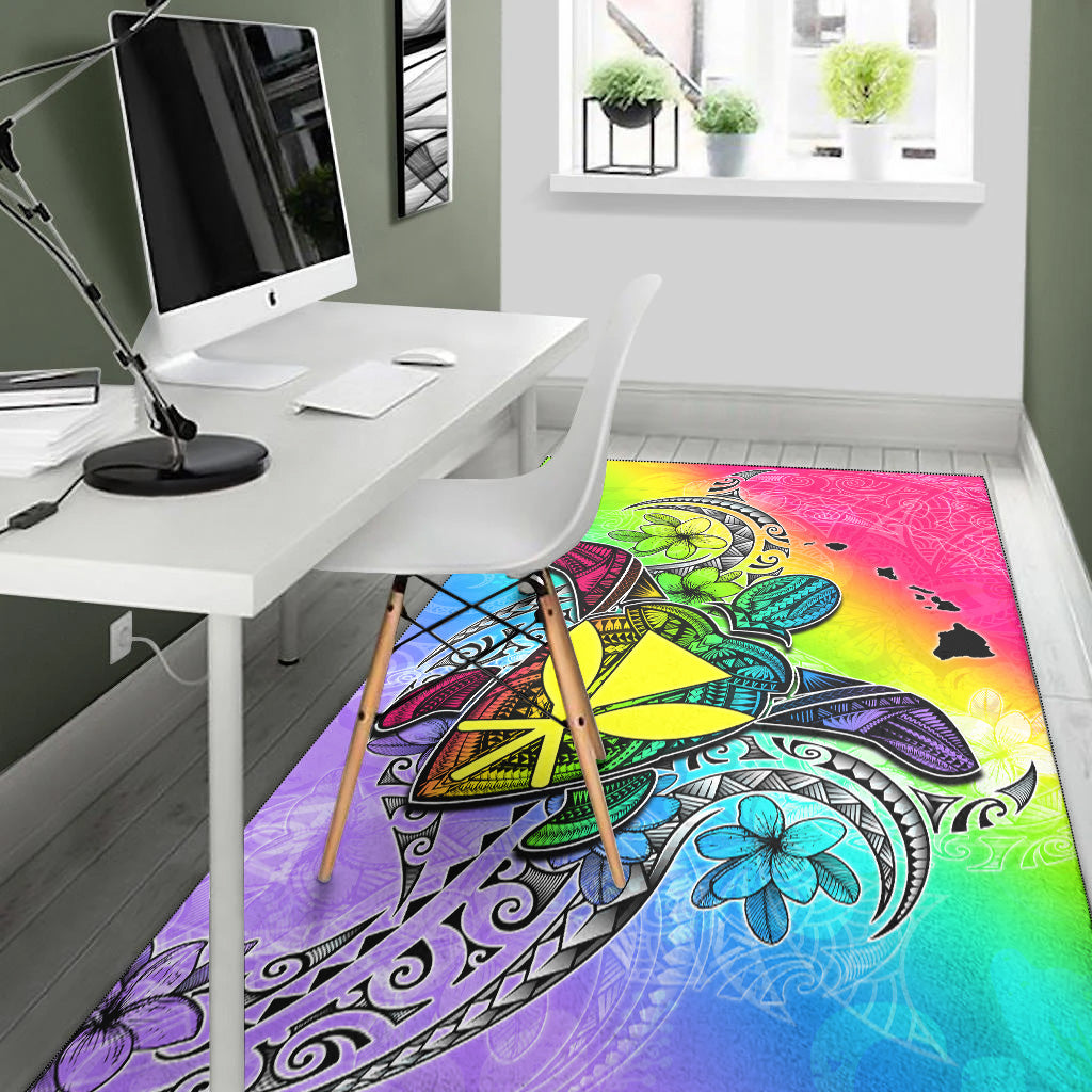 Hawaii Area Rug Hawaii Map And Turtle Tribal Patterns