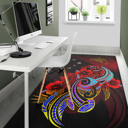 Papua New Guinea Area Rug Birds Of Paradise With Flag Color Style