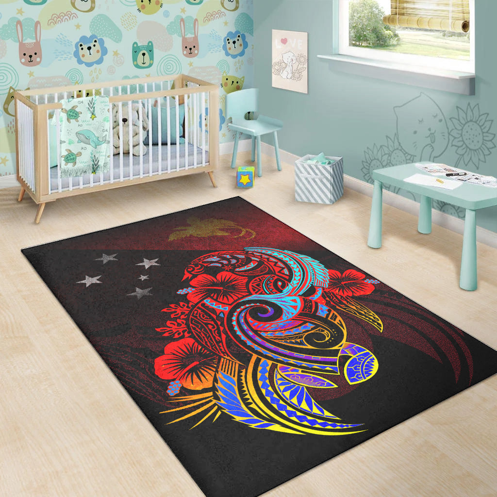 Papua New Guinea Area Rug Birds Of Paradise With Flag Color Style