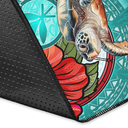 Hawaii Area Rug Hawaiian Map Turtle Hibiscus Flowers Polynesian Patterns Style