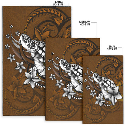 Hawaii Area Rug Sea Turtle With Plumeria Polynesian Patterns Retro Style