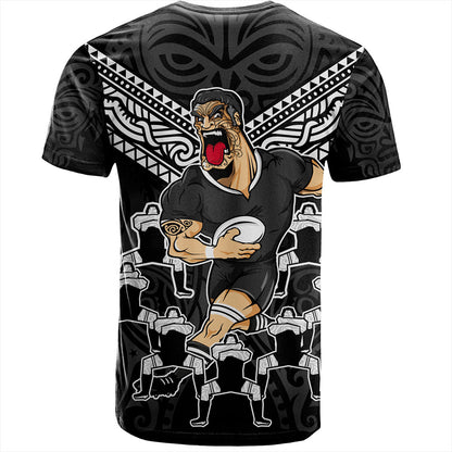 New Zealand T-Shirt Rugby Maori Tribal Mascot Dringking Style