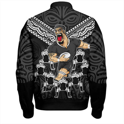 New Zealand Bomber Jacket Rugby Maori Tribal Mascot Dringking Style