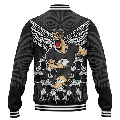 New Zealand Baseball Jacket Rugby Maori Tribal Mascot Dringking Style