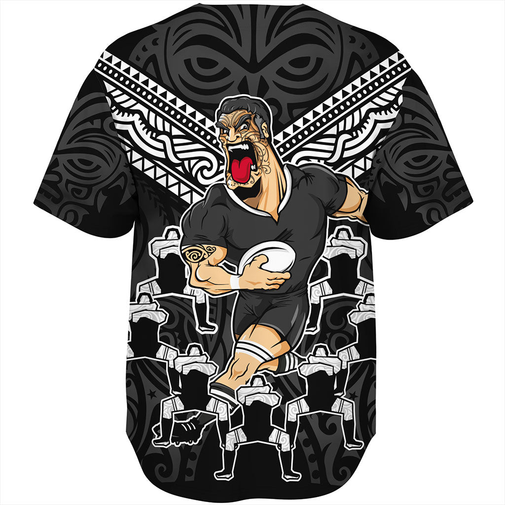 New Zealand Baseball Shirt Rugby Maori Tribal Mascot Dringking Style