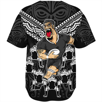 New Zealand Baseball Shirt Rugby Maori Tribal Mascot Dringking Style