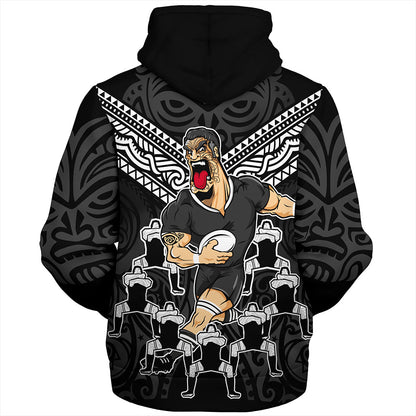 New Zealand Sherpa Hoodie Rugby Maori Tribal Mascot Dringking Style