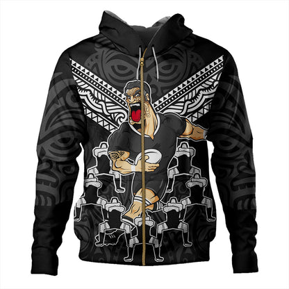 New Zealand Hoodie Rugby Maori Tribal Mascot Dringking Style