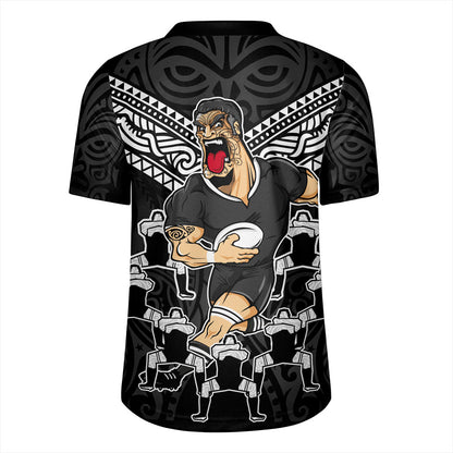 New Zealand Rugby Jersey Rugby Maori Tribal Mascot Dringking Style