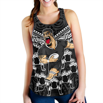 New Zealand Women Tank Rugby Maori Tribal Mascot Dringking Style