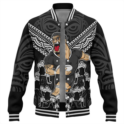 New Zealand Baseball Jacket Rugby Maori Tribal Mascot Dringking Style