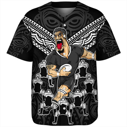 New Zealand Baseball Shirt Rugby Maori Tribal Mascot Dringking Style