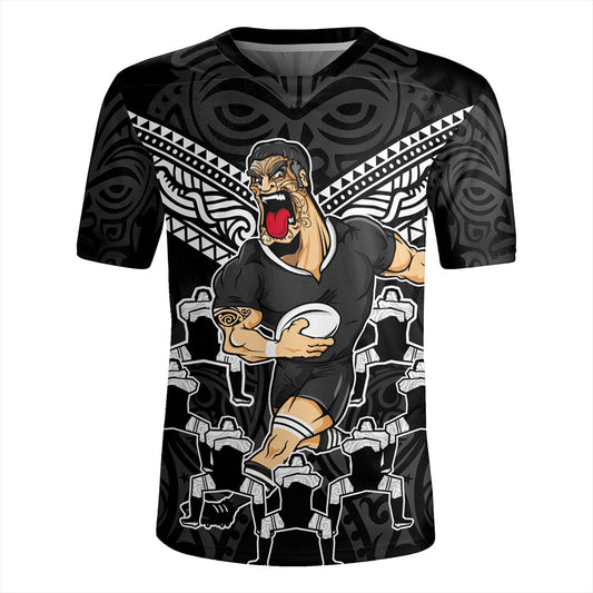 New Zealand Rugby Jersey Rugby Maori Tribal Mascot Dringking Style