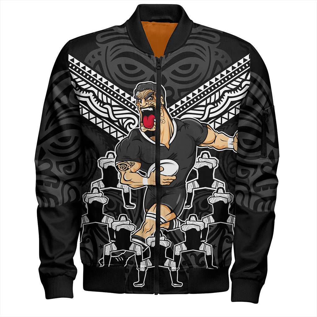 New Zealand Bomber Jacket Rugby Maori Tribal Mascot Dringking Style