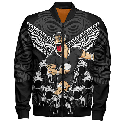 New Zealand Bomber Jacket Rugby Maori Tribal Mascot Dringking Style