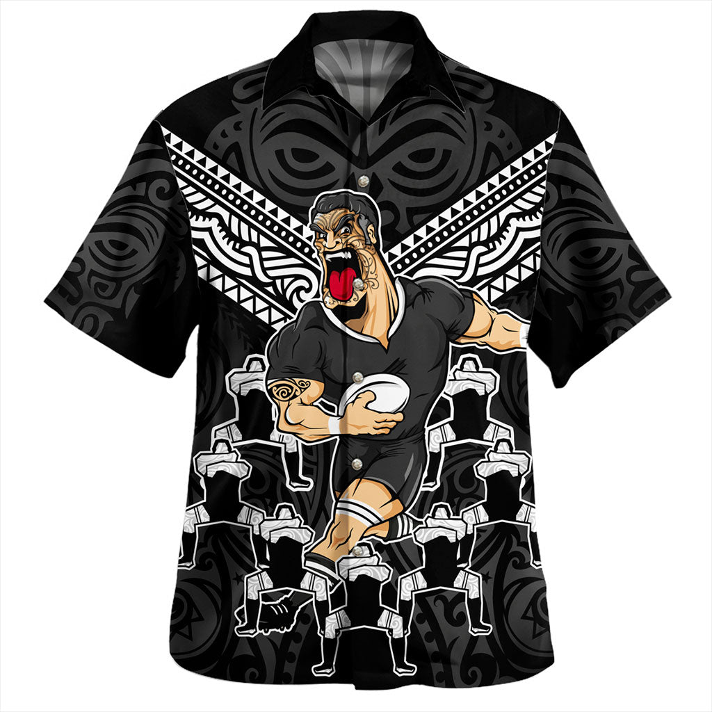 New Zealand Hawaiian Shirt Rugby Maori Tribal Mascot Dringking Style