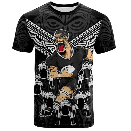 New Zealand T-Shirt Rugby Maori Tribal Mascot Dringking Style