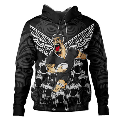 New Zealand Hoodie Rugby Maori Tribal Mascot Dringking Style