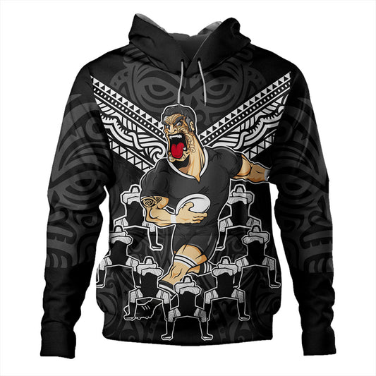 New Zealand Hoodie Rugby Maori Tribal Mascot Dringking Style