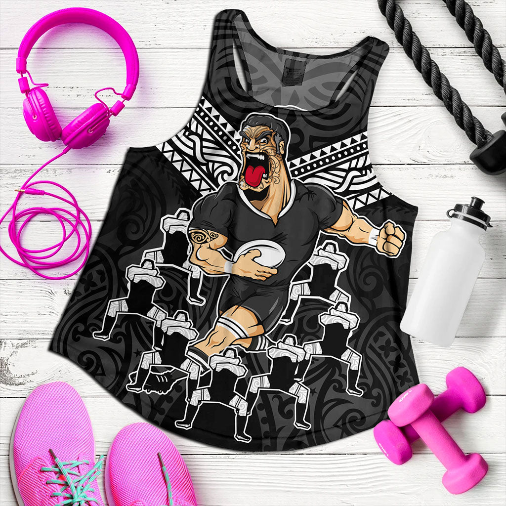 New Zealand Women Tank Rugby Maori Tribal Mascot Dringking Style