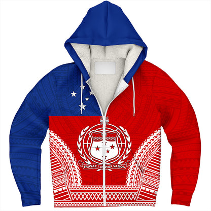 Samoa Sherpa Hoodie Flag Tribal Tatau Pattern