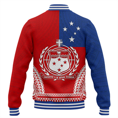 Samoa Baseball Jacket Flag Tribal Tatau Pattern