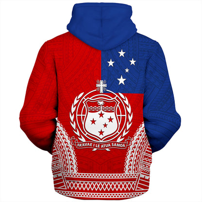 Samoa Sherpa Hoodie Flag Tribal Tatau Pattern