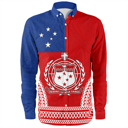 Samoa Long Sleeve Shirt Flag Tribal Tatau Pattern