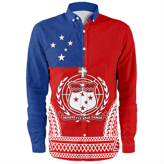 Samoa Long Sleeve Shirt Flag Tribal Tatau Pattern