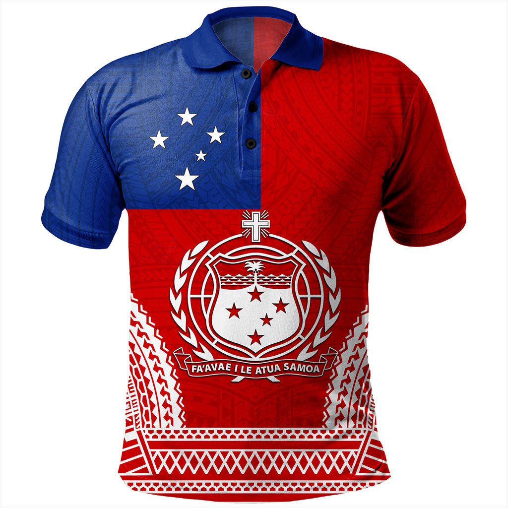 Samoa Polo Shirt Flag Tribal Tatau Pattern