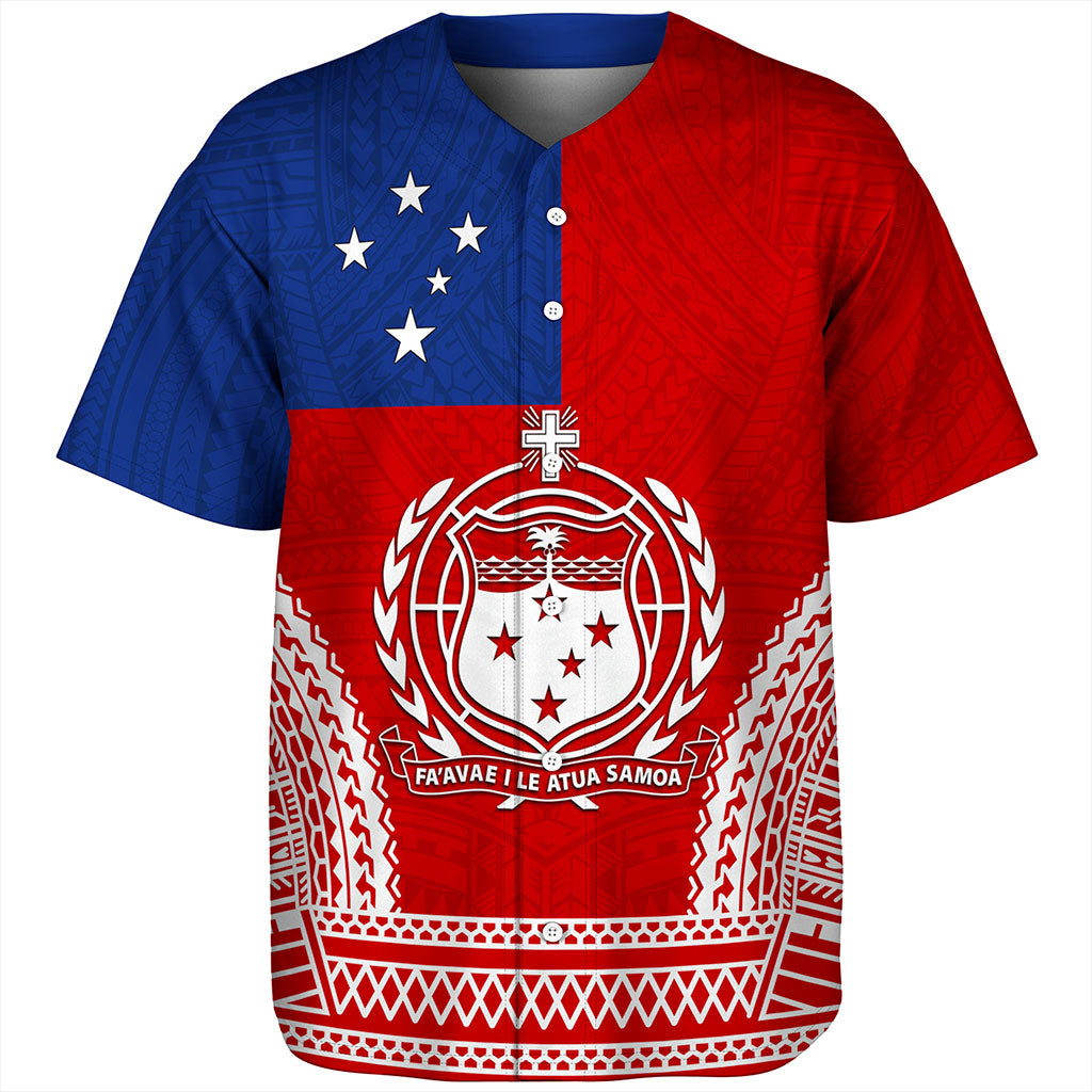 Samoa Baseball Shirt Flag Tribal Tatau Pattern