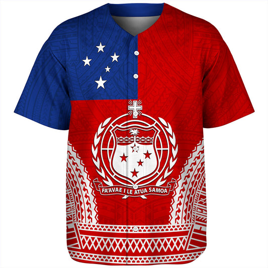 Samoa Baseball Shirt Flag Tribal Tatau Pattern