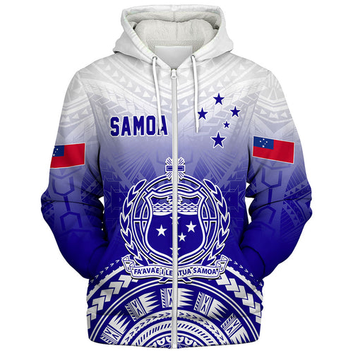 Samoa Sherpa Hoodie Polynesian Tribal Island Design